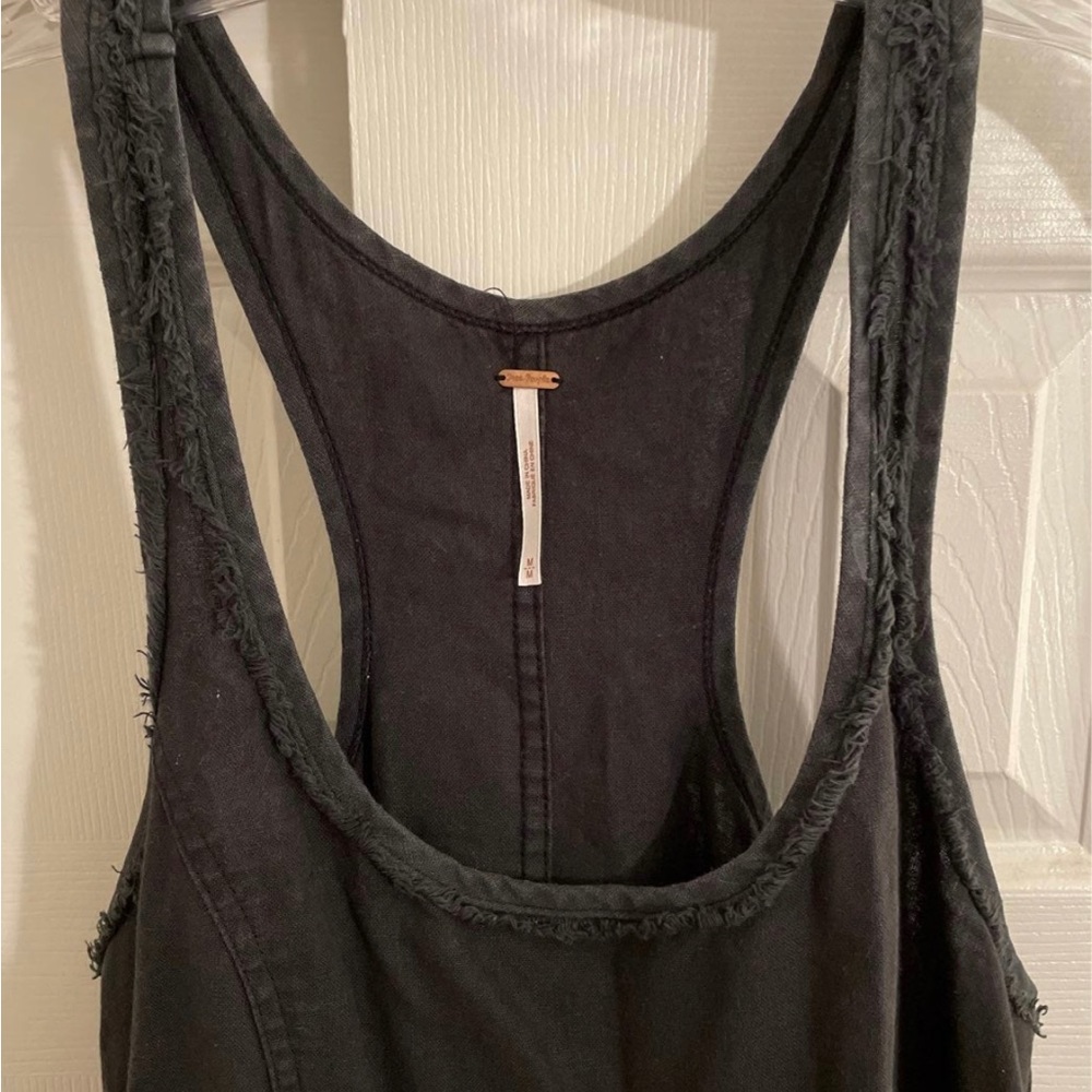 Free People black linen racer back baby doll dress M